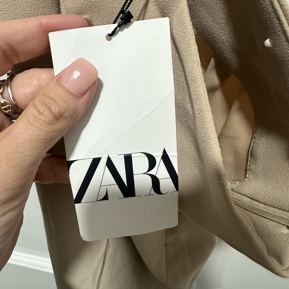 Zara Tan Wide-Leg Classic Culotte Women's Pants Size M NWT - Picture 4 of 5